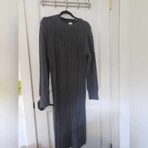 Rib-Knit Long Sleeve Sweater Dress